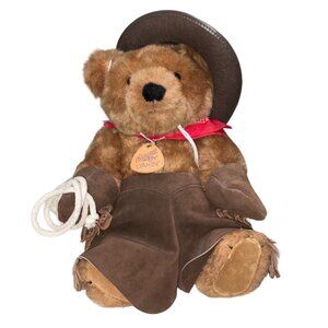 Cowboy Teddy Bear By Dakin With Hat & Bandana Plush Toy Collectible 12" Vintage